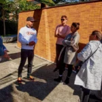 a group of people standing outside